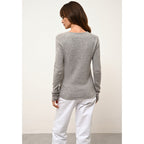 Just Cashmere - Pull Col V Abby Nuage Chiné, 100% Cachemire, 4 Fils, Jersey - Femme