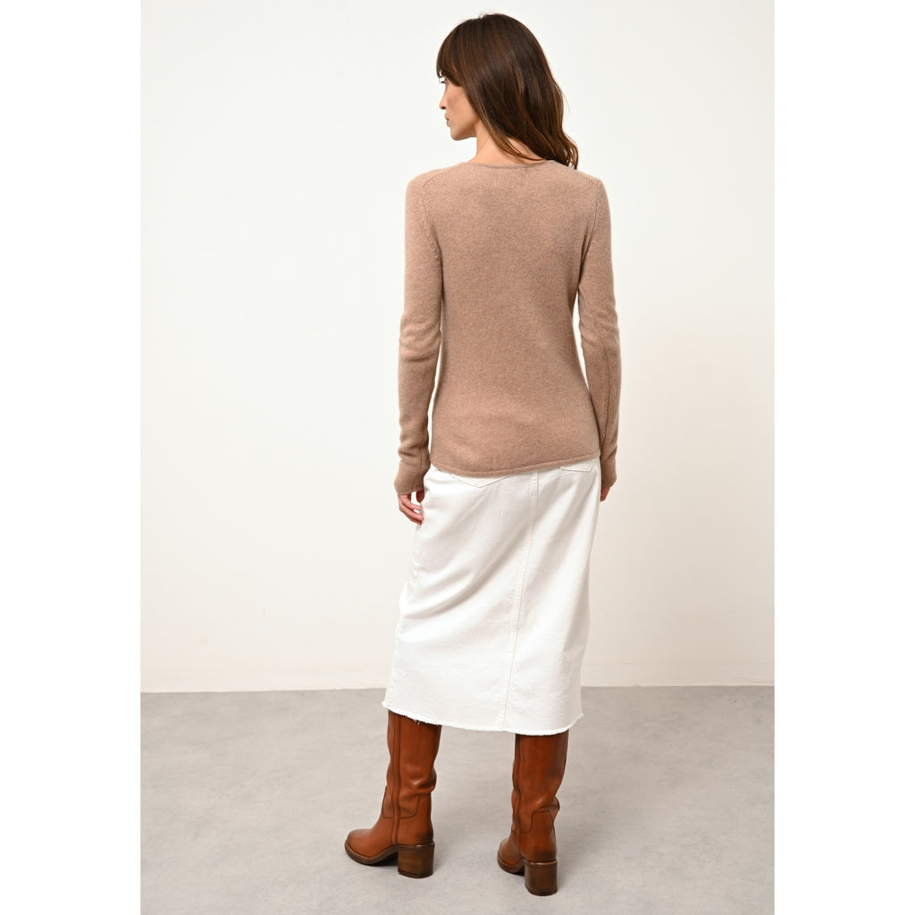 Pull Col Rond 4 Fils Joyce - 100% Cachemire 4 Fils - Camel Chiné - Femme