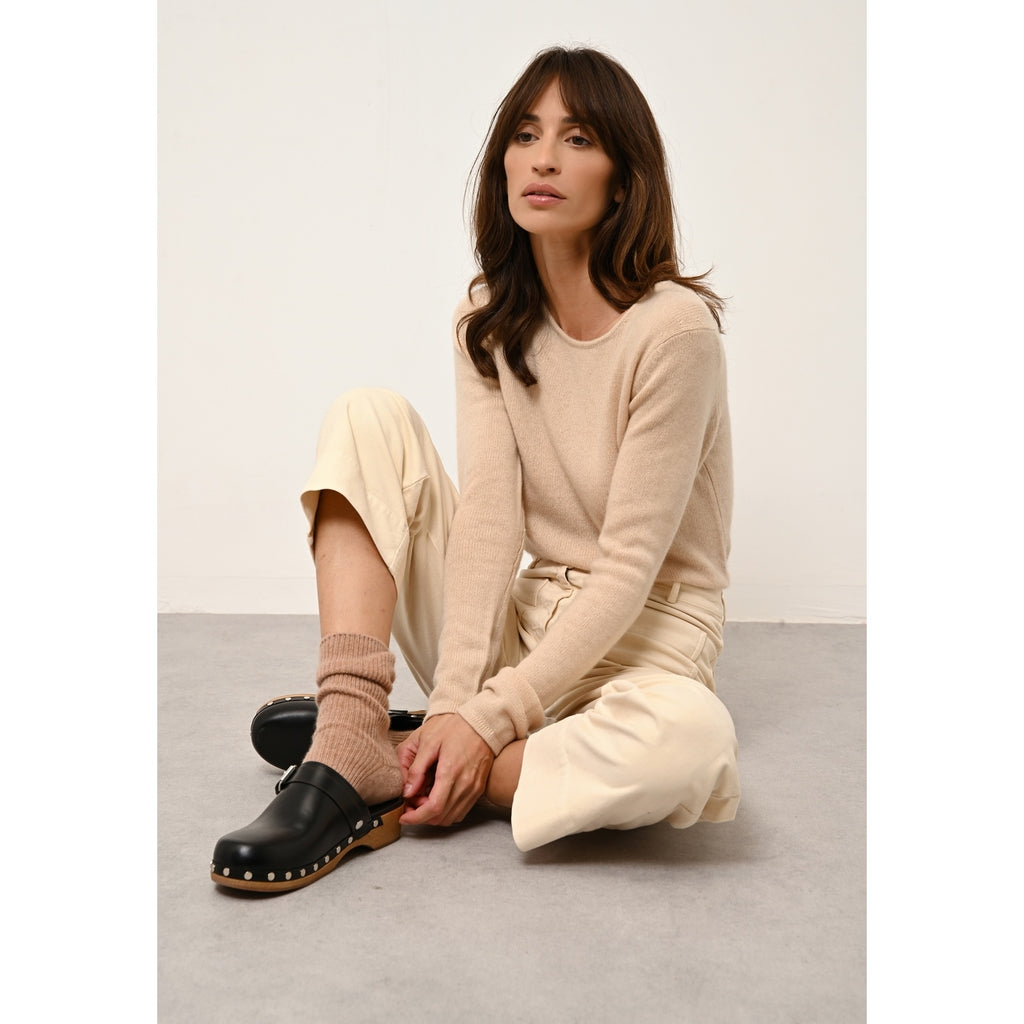 Pull Col Rond Joyce Sable, 100% Cachemire, 4 Fils, Jersey - Femme
