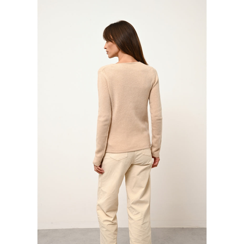 Pull Col Rond Joyce Sable, 100% Cachemire, 4 Fils, Jersey - Femme