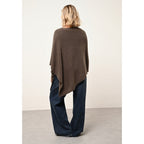 Poncho Ashley Taupe Chiné - 100% Cachemire - 4 Fils - Jersey - Femme
