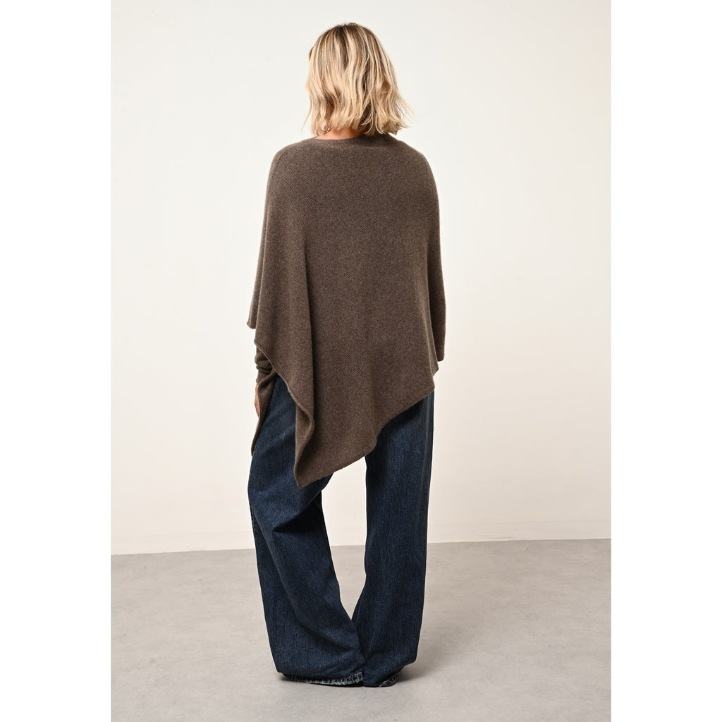 Poncho Ashley Taupe Chiné - 100% Cachemire - 4 Fils - Jersey - Femme