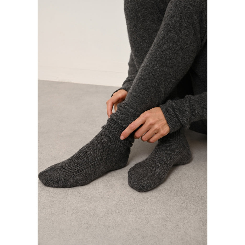 Chaussettes 4 Fils Dayaya - 100% Cachemire 4 Fils - Anthracite Chiné - Mixte