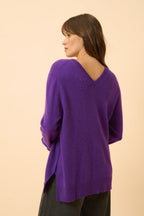 Pull Col V Devant Et Dos - Opal - Violette
