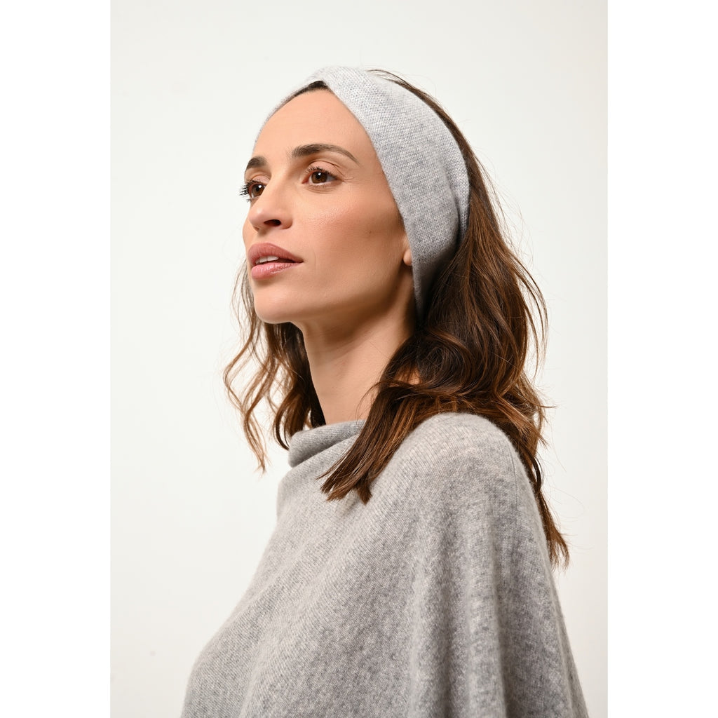 Just Cashmere - Bandeau Namad Gris Clair Chiné - 100% Cachemire - 4 Fils - Jersey - Mixte