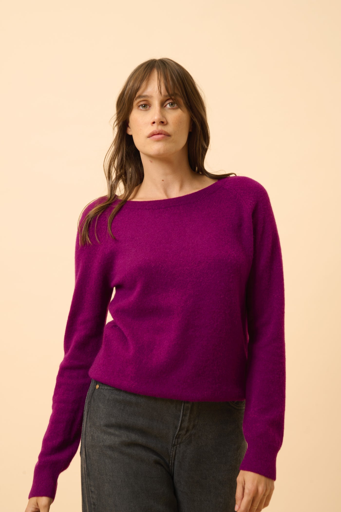Pull Col Bateau Goutte Dos - Abigail - Prune