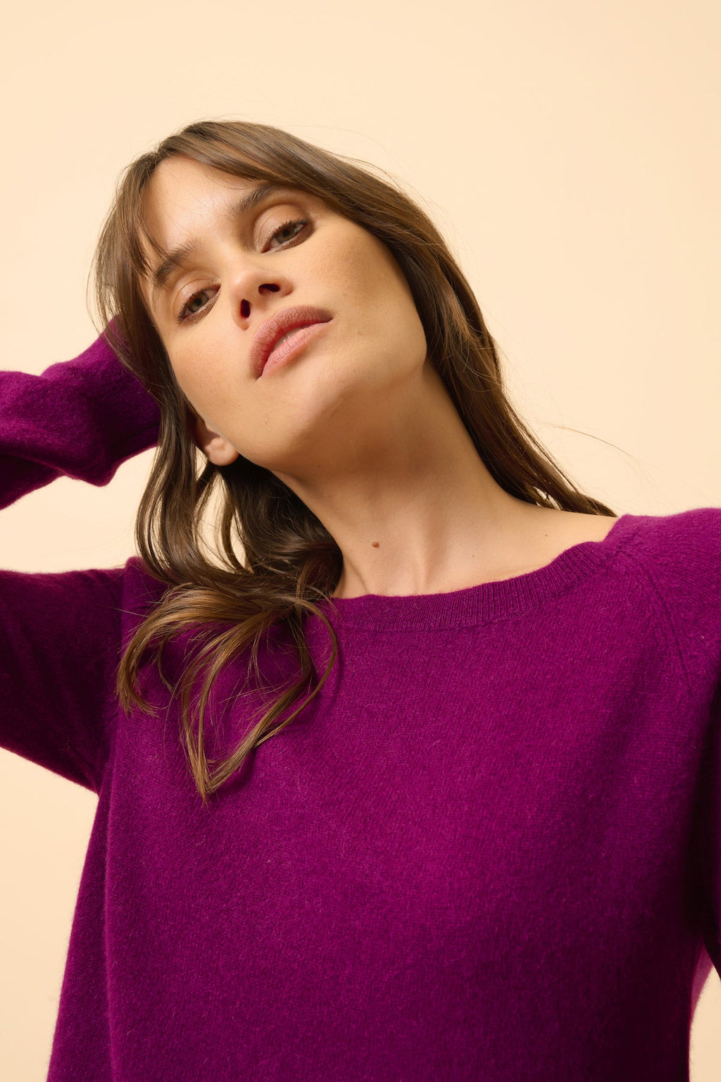 Pull Col Bateau Goutte Dos - Abigail - Prune