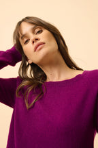 Pull Col Bateau Goutte Dos - Abigail - Prune
