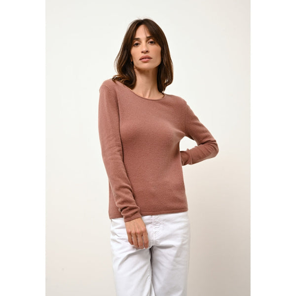 Just Cashmere - Pull Col Rond Vivian Terracota - 100% Cachemire - 2 Fils - Jersey - Femme