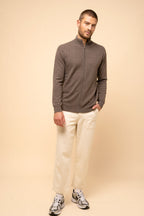 Gilet Zippé Col Montant - Alan - Taupe Chiné