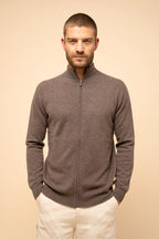 Gilet Zippé Col Montant - Alan - Taupe Chiné