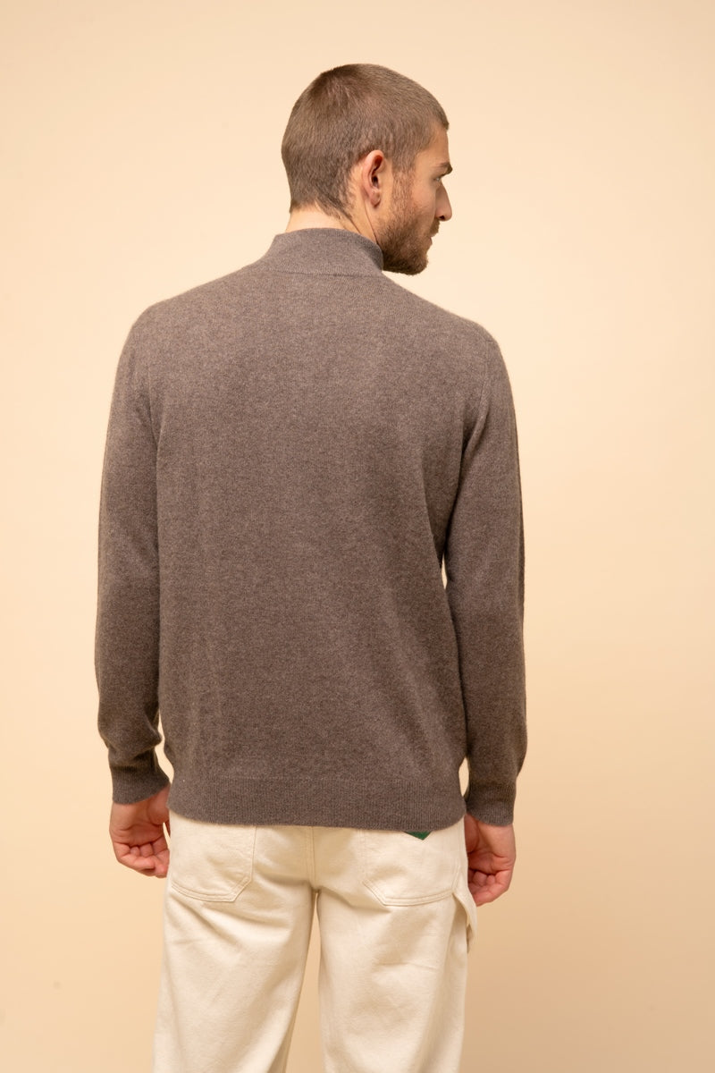 Gilet Zippé Col Montant - Alan - Taupe Chiné