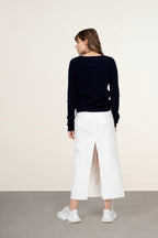 Just Cashmere - Cardigan Col Rond Laura - Navy - 100% Cachemire 2 Fils - Torsade - Femme