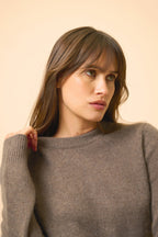 Pull Col Rond 4 Fils - Lexini - Taupe Chiné