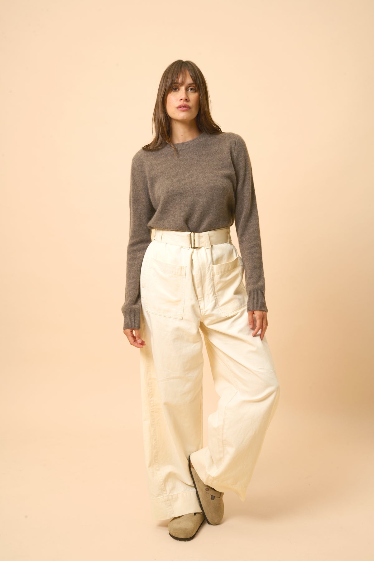 Pull Col Rond 4 Fils - Lexini - Taupe Chiné