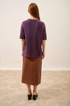 T-Shirt Col Rond 4 Fils - Carla - Violet Chiné