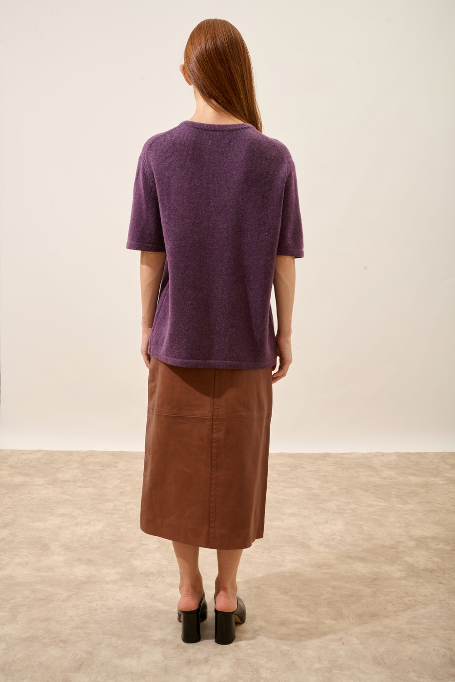 T-Shirt Col Rond 4 Fils - Carla - Violet Chiné