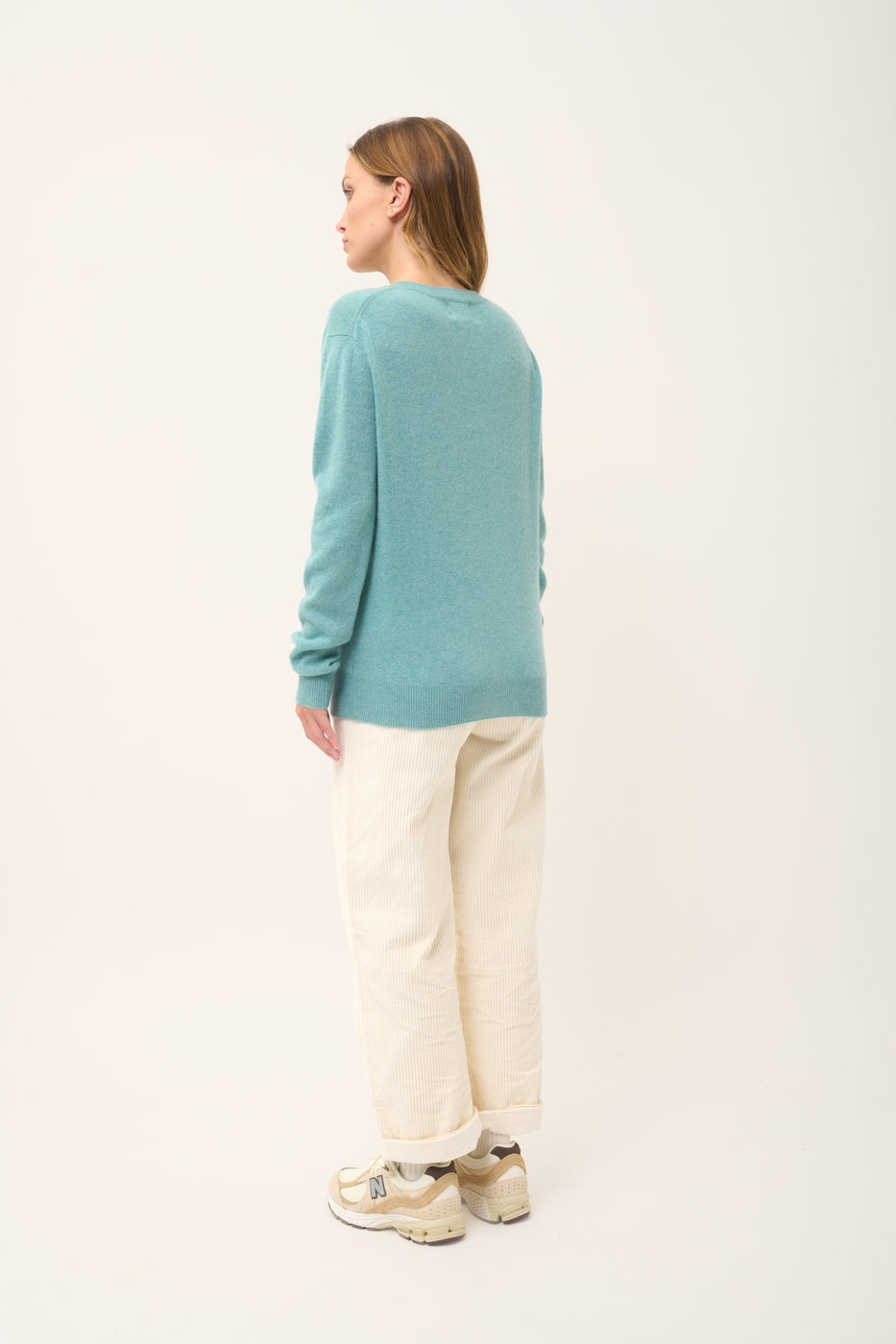 Pull Col V  - Nora - Vert Chiné