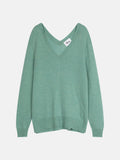 Pull Col V Devant Et Dos - Opal - Vert Chiné