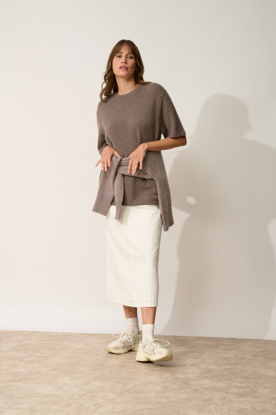 T-Shirt Col Rond 4 Fils - Carla - Taupe Chiné