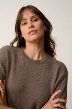 T-Shirt Col Rond 4 Fils - Carla - Taupe Chiné