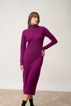 Robe Col Roulé 4 Fils - Dolkar - Prune