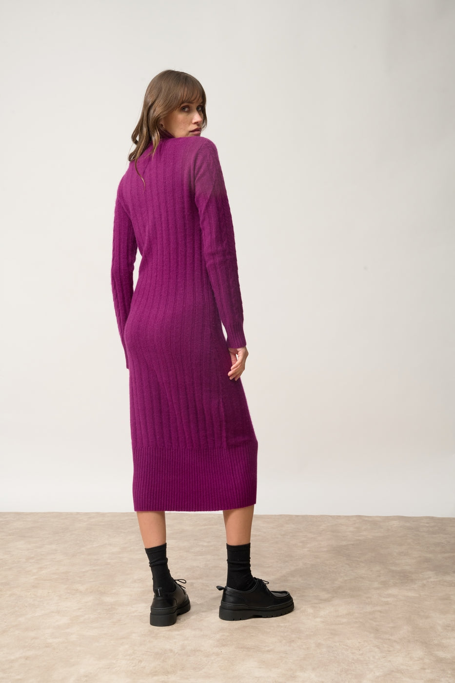 Robe Col Roulé 4 Fils - Dolkar - Prune