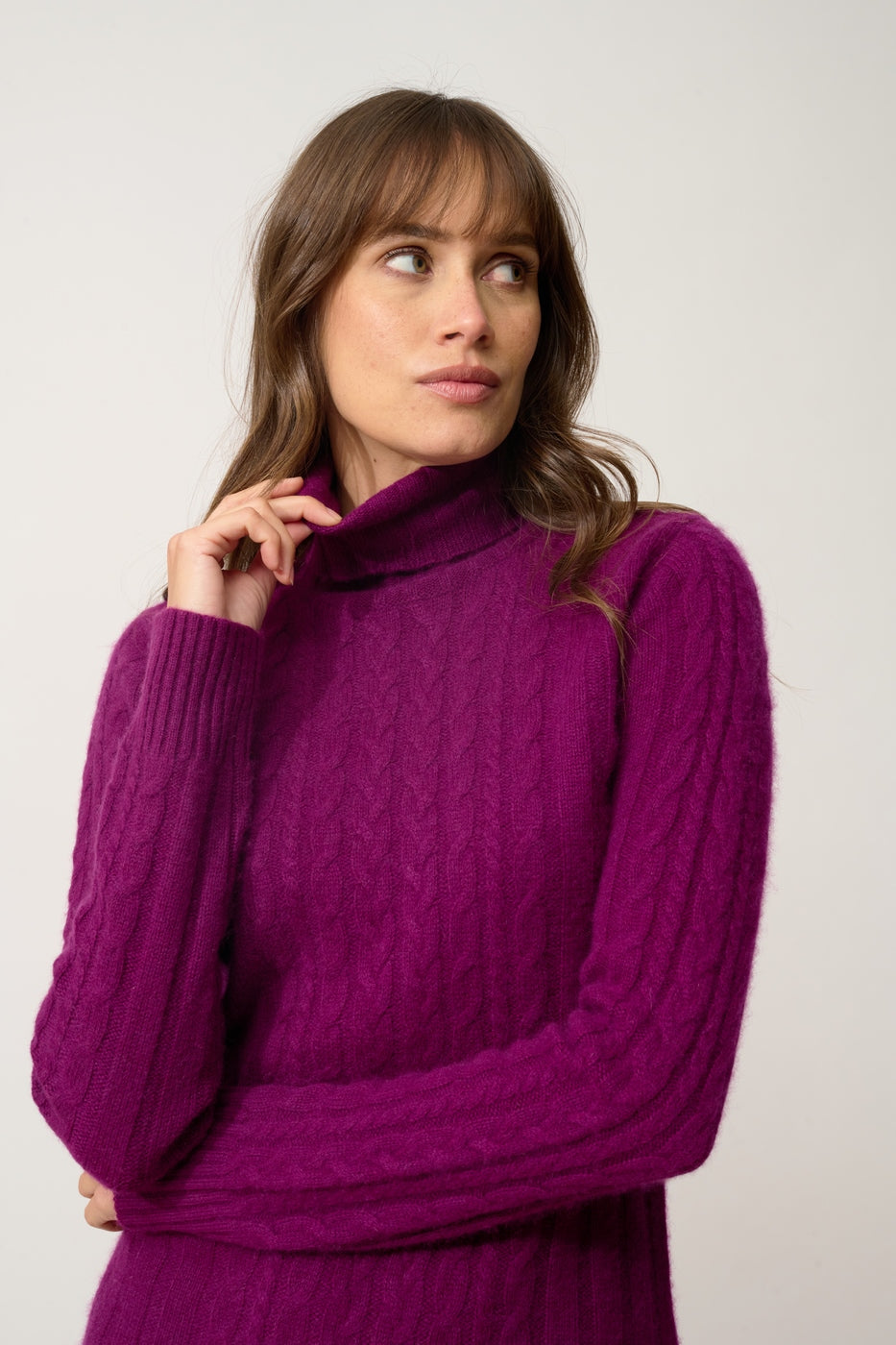 Robe Col Roulé 4 Fils - Dolkar - Prune