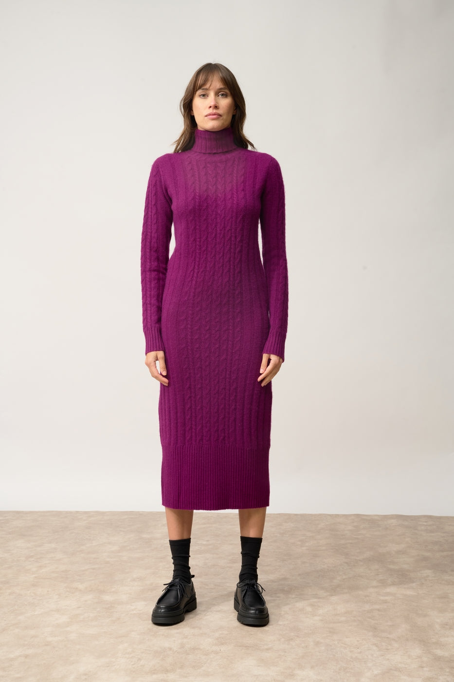 Robe Col Roulé 4 Fils - Dolkar - Prune