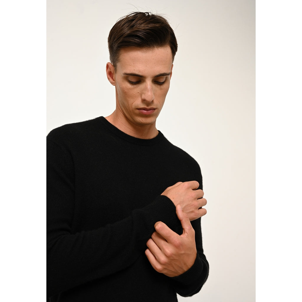 Pull Col Rond Howard - 100% Cachemire 2 Fils - Noir - Homme