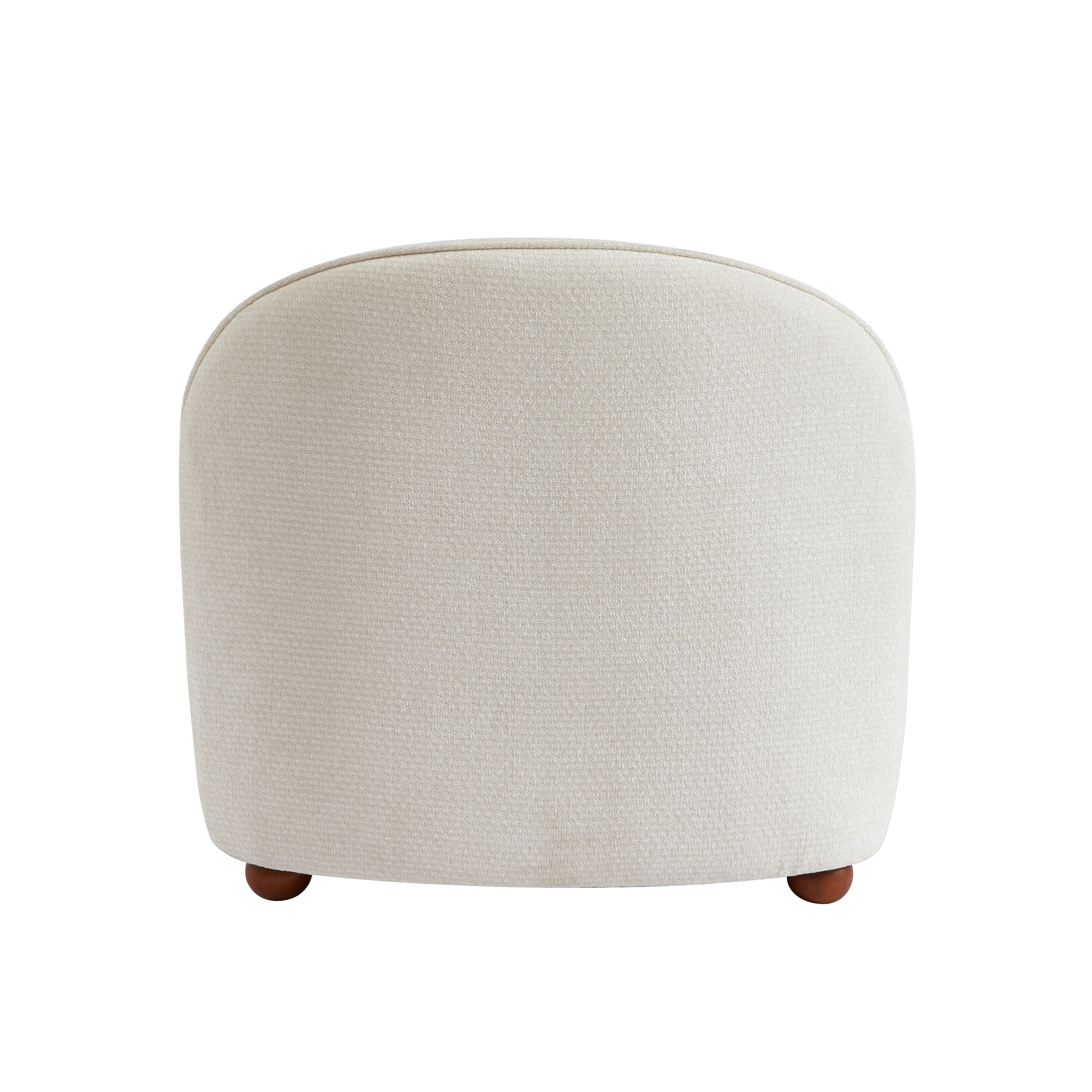 Judy - Fauteuils - Tissu Chenille - Écru Pieds Boules Teintés Noyer