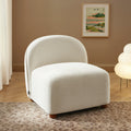 Judy - Fauteuils - Tissu Chenille - Écru Pieds Boules Teintés Noyer