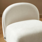 Judy - Fauteuils - Tissu Chenille - Écru Pieds Boules Teintés Noyer