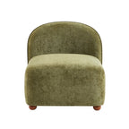Judy - Fauteuils - Tissu Chenille - Vert Pieds Boules Teintés Noyer
