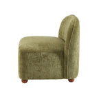 Judy - Fauteuils - Tissu Chenille - Vert Pieds Boules Teintés Noyer