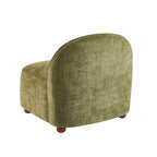 Judy - Fauteuils - Tissu Chenille - Vert Pieds Boules Teintés Noyer