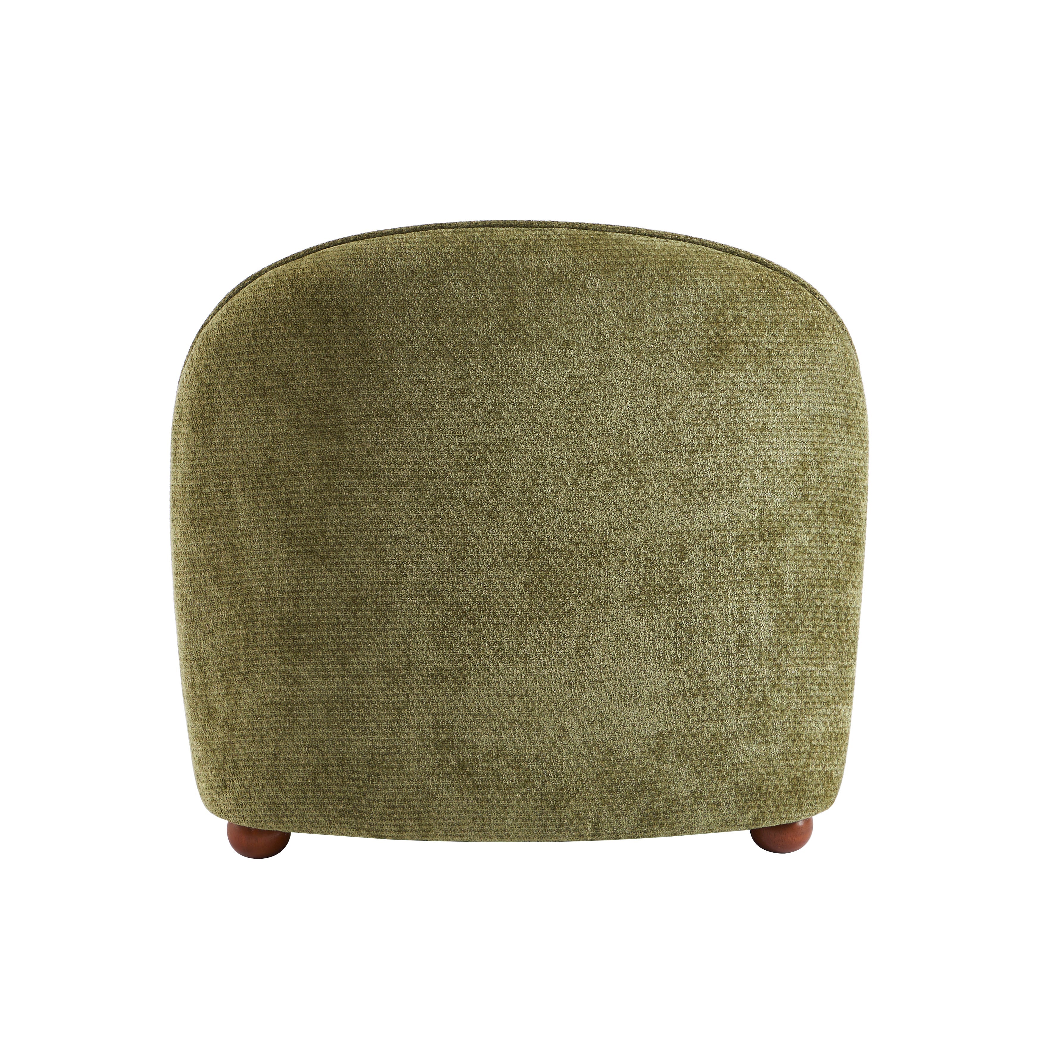 Judy - Fauteuils - Tissu Chenille - Vert Pieds Boules Teintés Noyer
