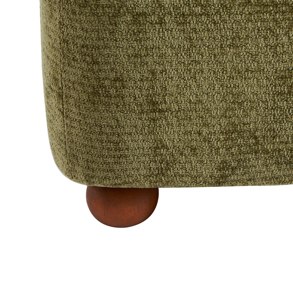Judy - Fauteuils - Tissu Chenille - Vert Pieds Boules Teintés Noyer