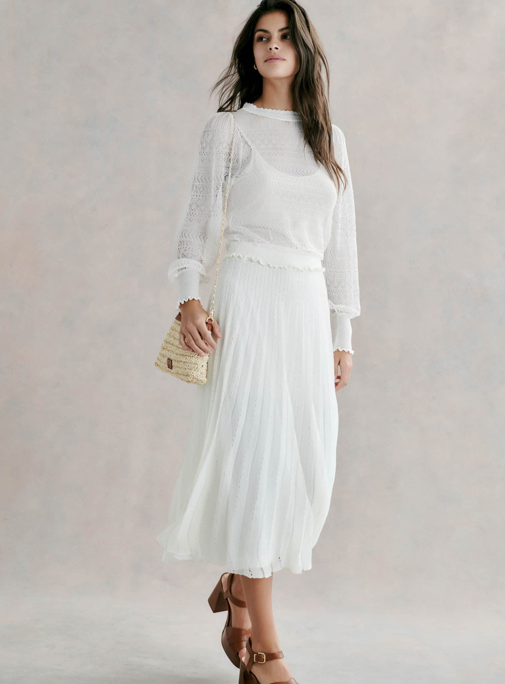 JUPE MAILLE LEGERE BLANCHE JANICE PETITE MENDIGOTE