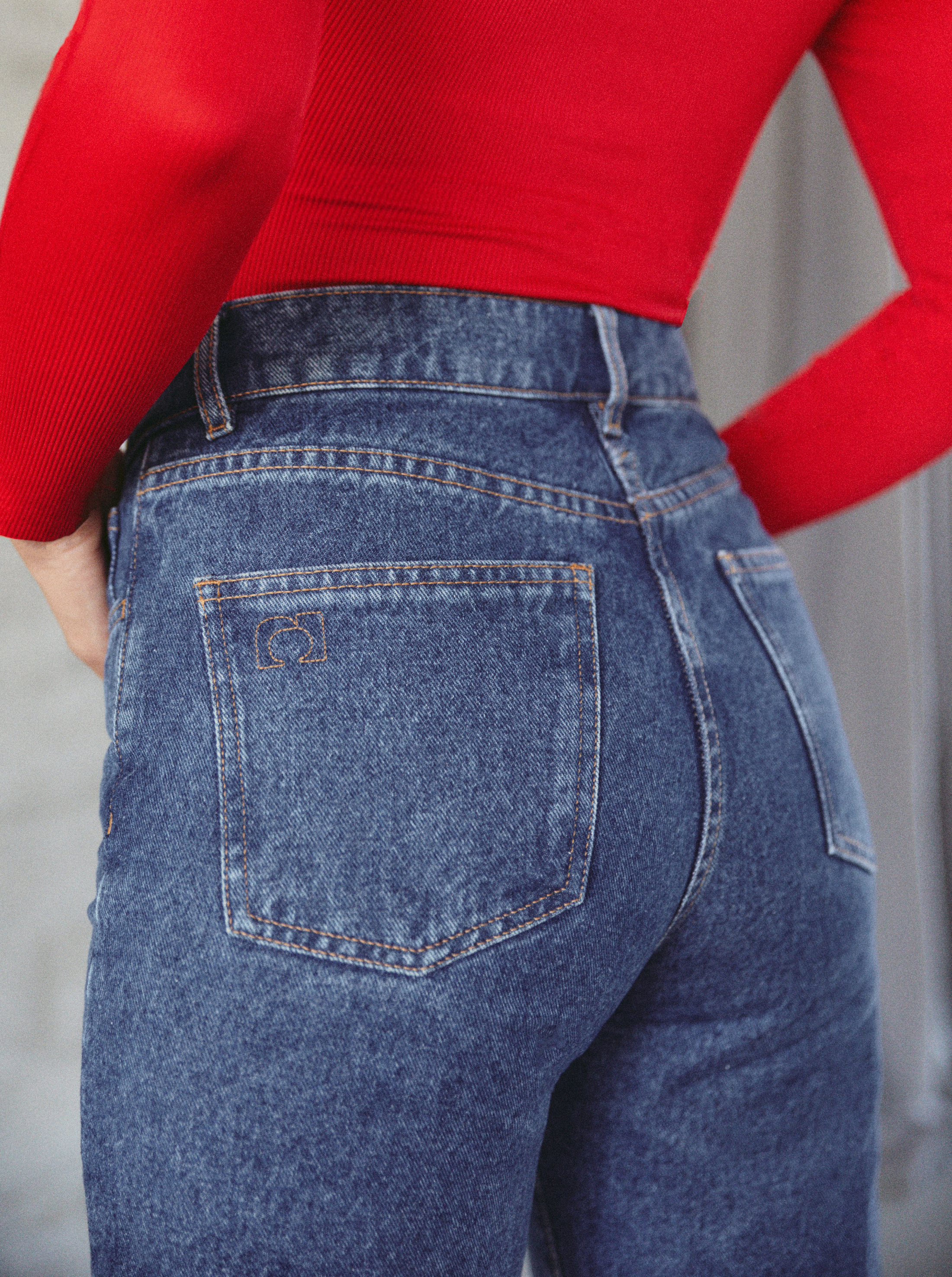 Jean Wide Leg Mid Blue