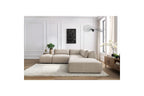 Jeanne - Canapé D'Angle Fixe Modulable - Tissu Texturé Avec 2 Chauffeuses, 1 Angle Et 2 Poufs