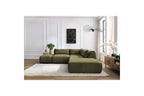 Jeanne - Canapé D'Angle Fixe Modulable - Tissu Texturé Avec 2 Chauffeuses, 1 Angle Et 2 Poufs