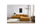 Jeanne - Canapé D'Angle Fixe Modulable - Tissu Texturé Avec 2 Chauffeuses, 1 Angle Et 2 Poufs