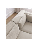 Jeanne - Canapé D'Angle Fixe Modulable - Tissu Texturé Avec 2 Chauffeuses, 1 Angle Et 2 Poufs