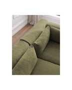 Jeanne - Canapé D'Angle Fixe Modulable - Tissu Texturé Avec 2 Chauffeuses, 1 Angle Et 2 Poufs