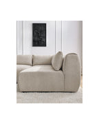 Jeanne - Canapé D'Angle Fixe Modulable - Tissu Texturé Avec 2 Chauffeuses, 1 Angle Et 2 Poufs