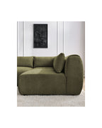 Jeanne - Canapé D'Angle Fixe Modulable - Tissu Texturé Avec 2 Chauffeuses, 1 Angle Et 2 Poufs