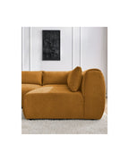 Jeanne - Canapé D'Angle Fixe Modulable - Tissu Texturé Avec 2 Chauffeuses, 1 Angle Et 2 Poufs