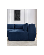 Jeanne - Canapé D'Angle Fixe Modulable - Tissu Texturé Avec 2 Chauffeuses, 1 Angle Et 2 Poufs