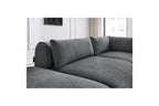 Jeanne - Canapé D'Angle Fixe Modulable - Tissu Texturé Avec 2 Chauffeuses, 1 Angle Et 2 Poufs